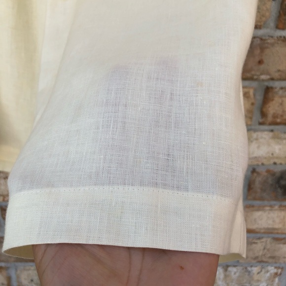 Central Falls Made USA Linen Light Ivory Set Of Buttoned Jacket & Capri Pants M - Picture 10 of 15